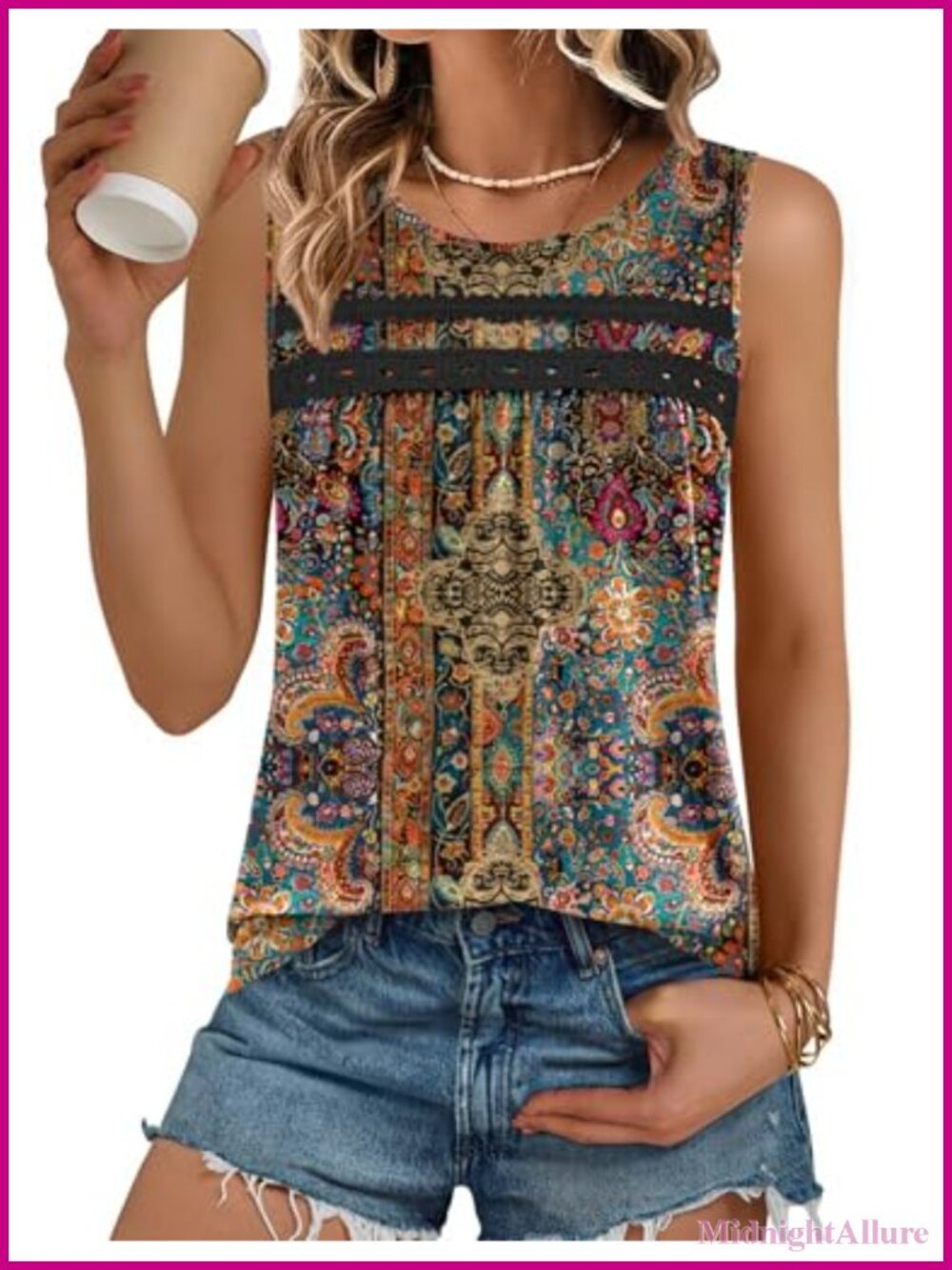 Zeagoo Womens Tank Tops 2026 Summer Pleated Scoop Neck Sleeveless Lace Crochet